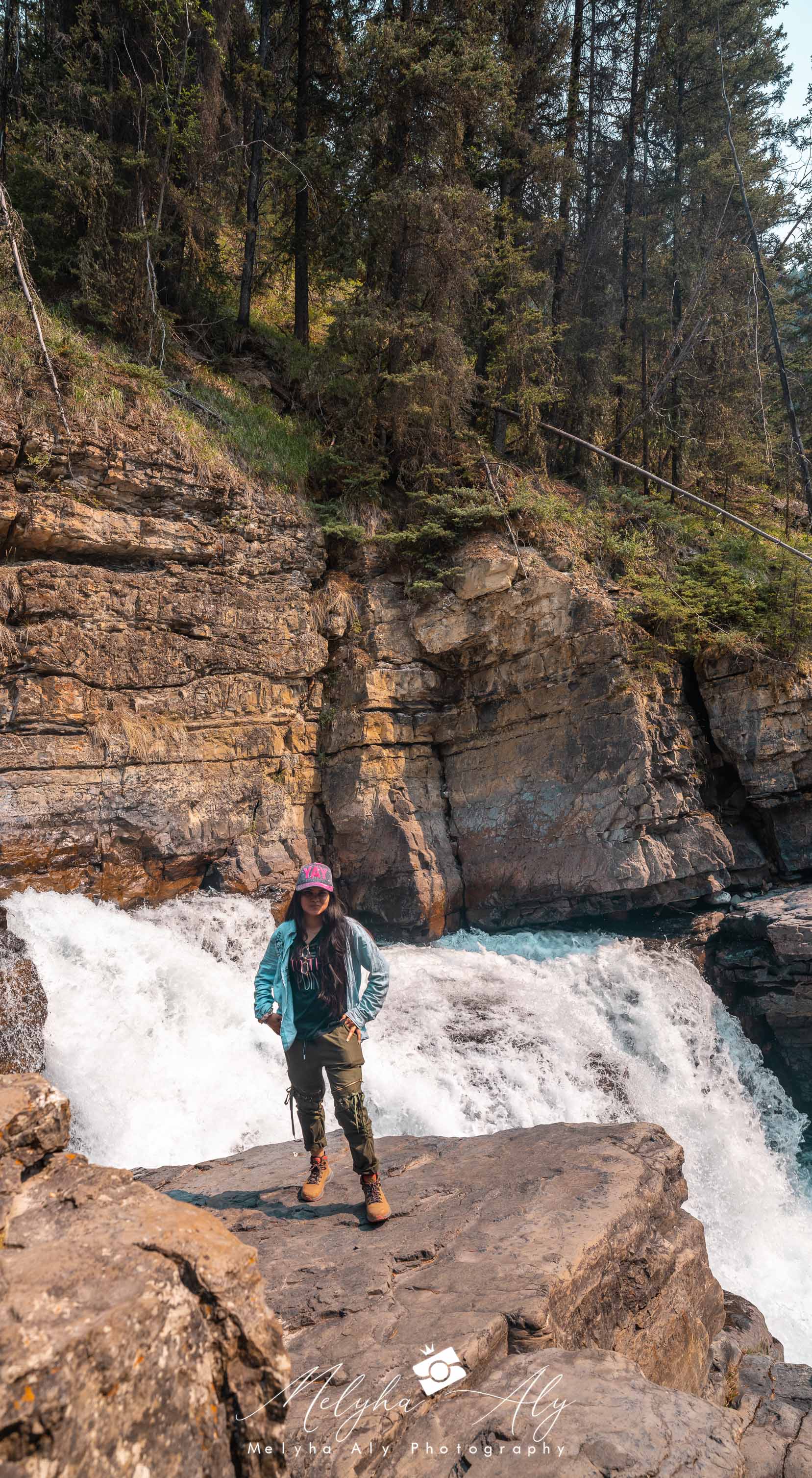 on hiking path through Johnston Canyon